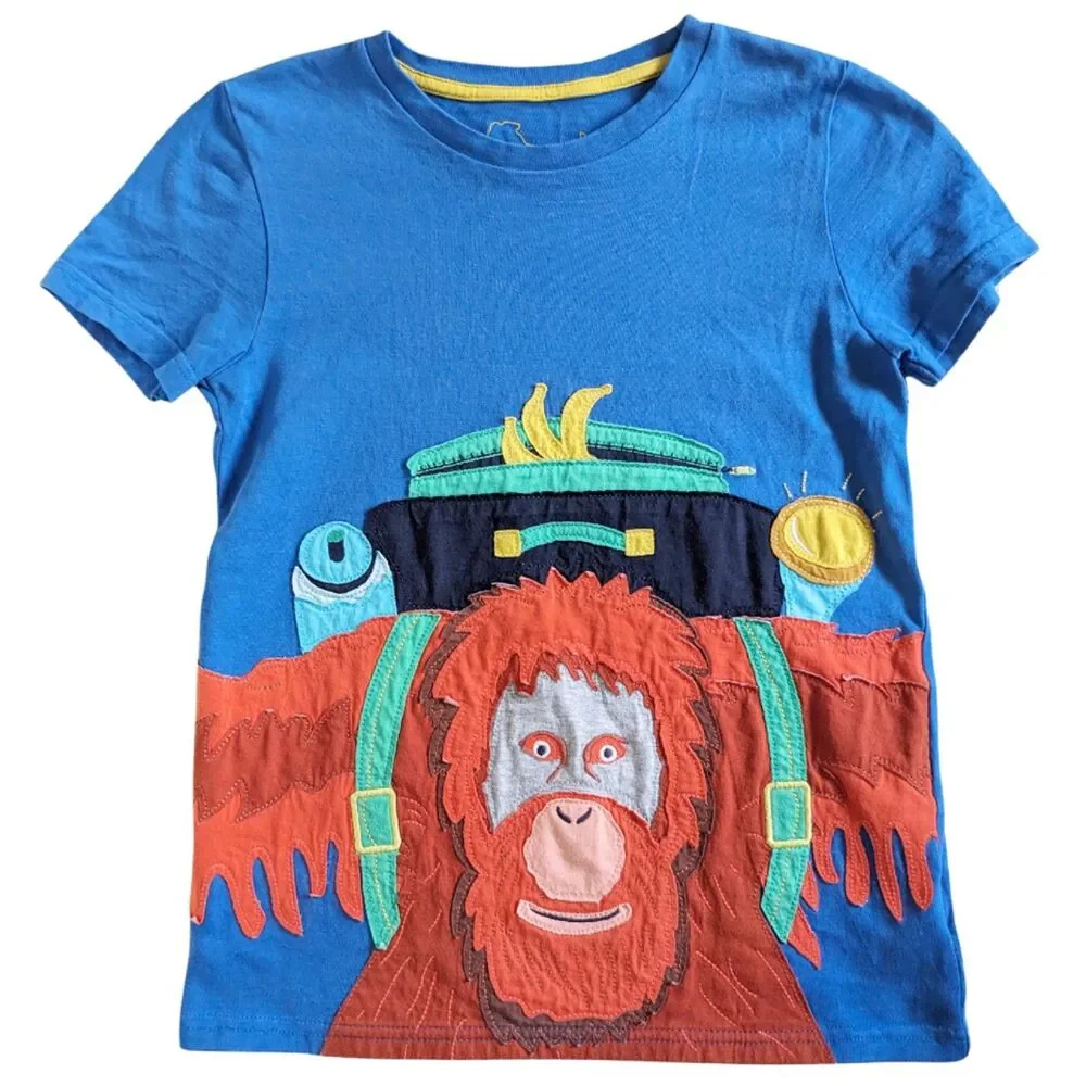 Mini Boden Orangutan Embroidered Applique Graphic T-Shirt 9-10Y boys